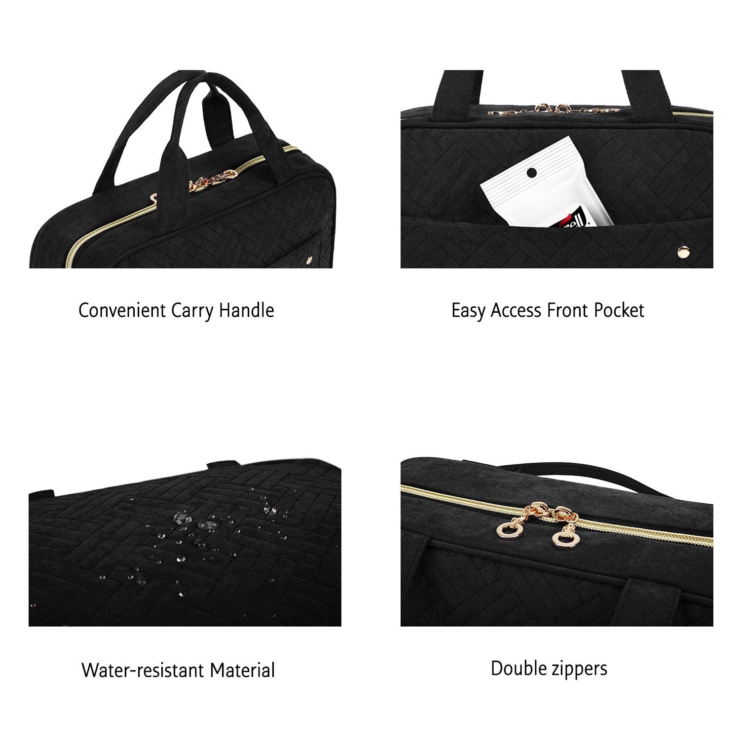 BAGSMART Large Toiletry Bag Travel Bag with Hanging Hook, Water - resistant Makeup Cosmetic Bag Travel Organizer for Accessories, Shampoo, Full Sized Container, Toiletries