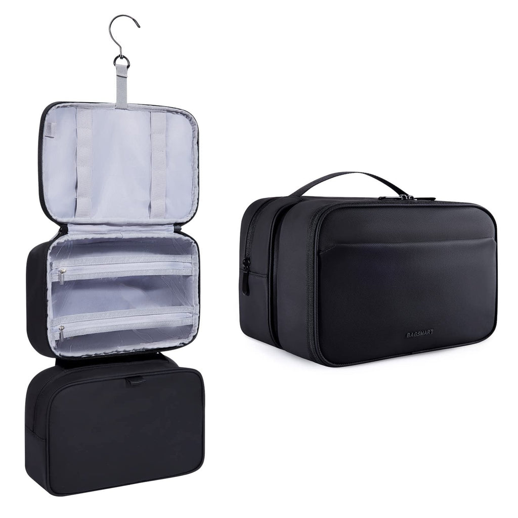 BAGSMART Toiletry Bag for Men, Hanging Travel Toiletry Organizer Large Dopp Kit for Men, Water Resistant Travel Bag Shaving Bag for Toiletries Accessories, Door Room Essentials, Black