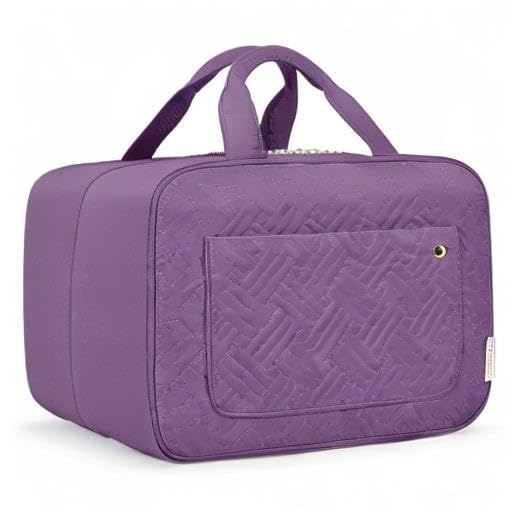 BAGSMART Toiletry Bag Travel Bag with Hanging Hook, Water - resistant Makeup Cosmetic Bag Travel Organizer for Accessories, Shampoo, Full Sized Container, Toiletries (Purple, Medium)