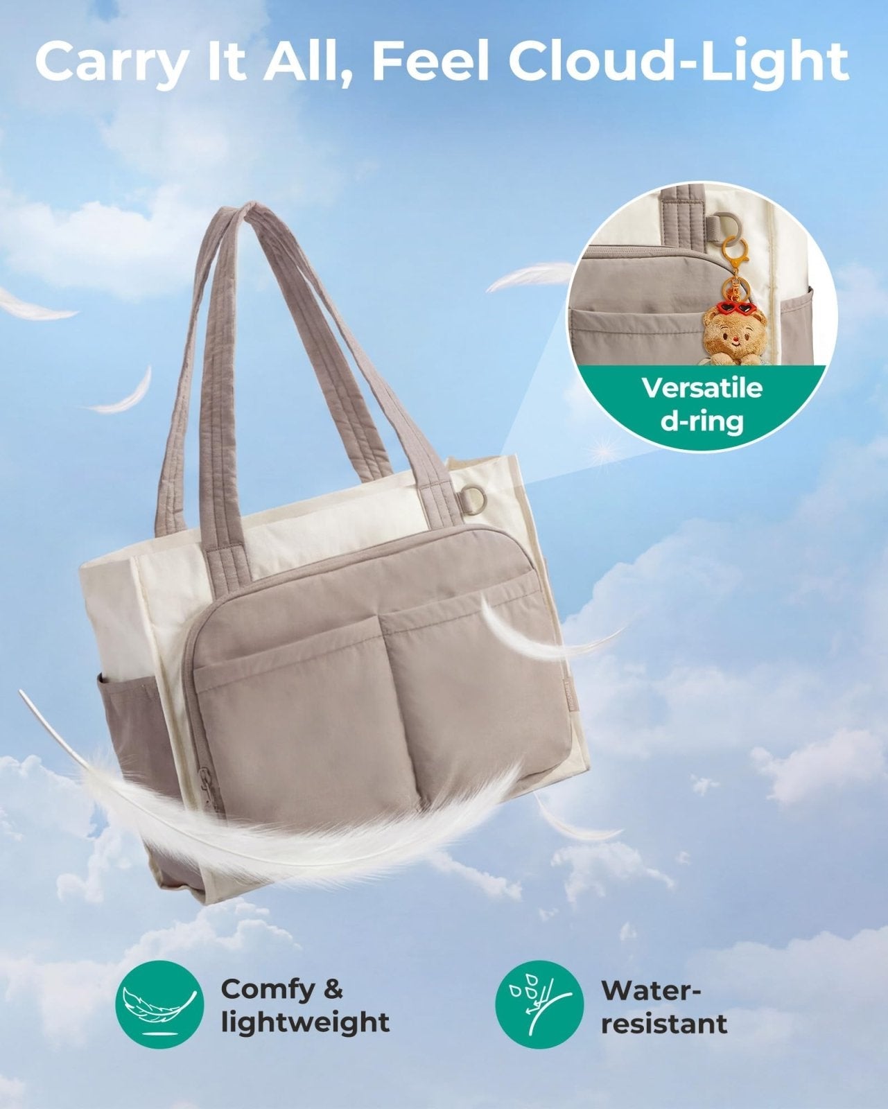 BAGSMART Tote Bag for Women Work, Puffy Travel Tote Handbag Gift for Teacher & Nurse