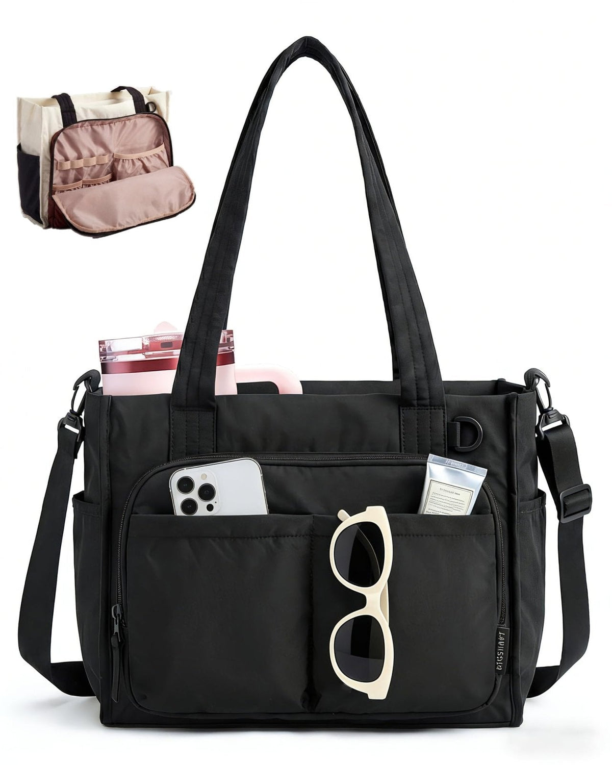 BAGSMART Tote Bag for Women Work, Puffy Travel Tote Handbag Gift for Teacher & Nurse