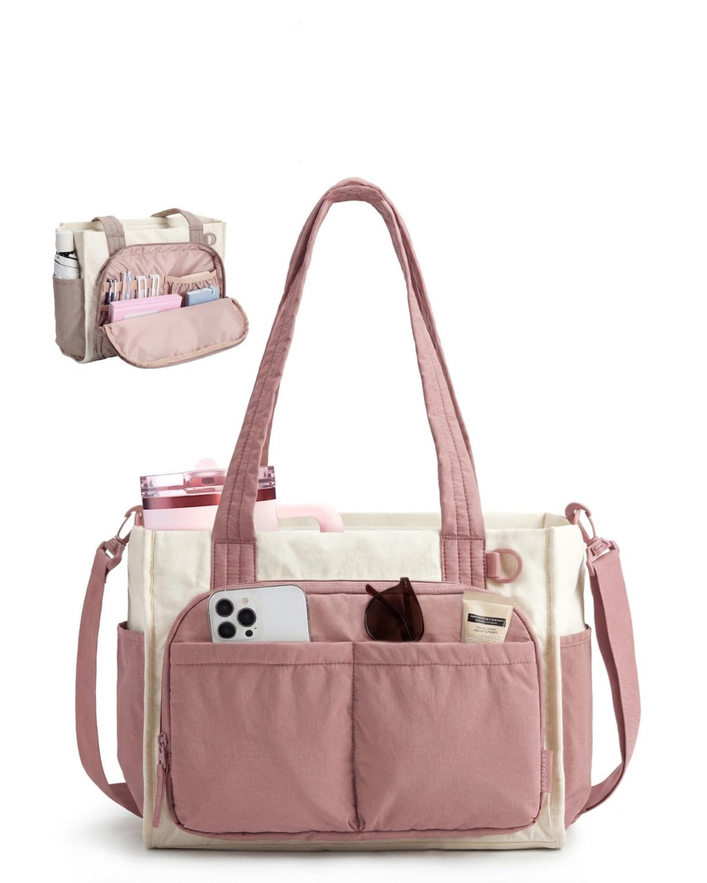 BAGSMART Tote Bag for Women Work, Puffy Travel Tote Handbag Gift for Teacher & Nurse