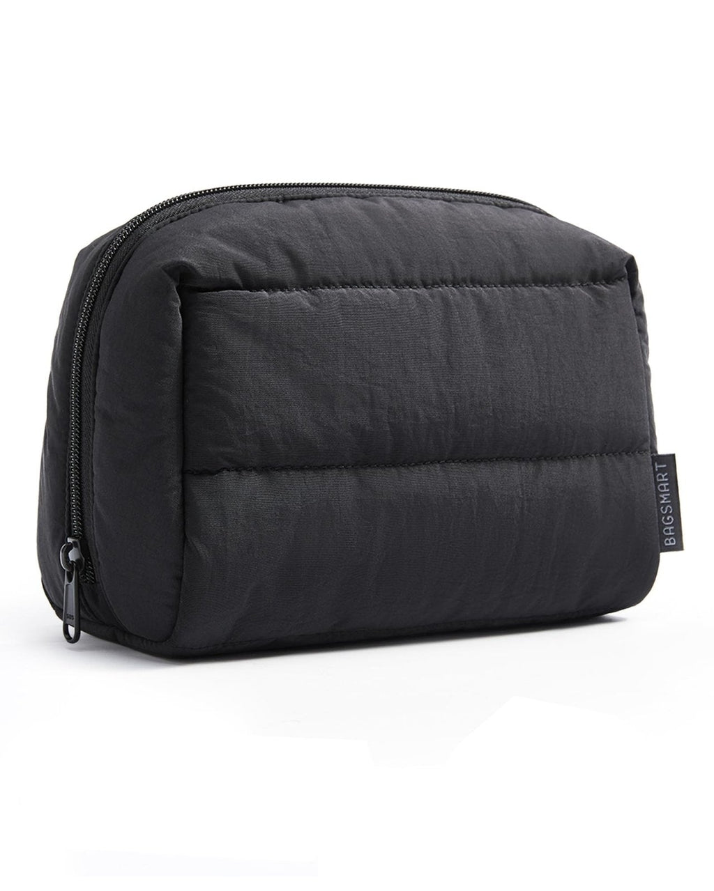 BAGSMART Travel Makeup Bag, Wide Opening Cosmetic Bag Compact & Spacious, Water-Resistant Travel Organizer Pouches for Women (Black)