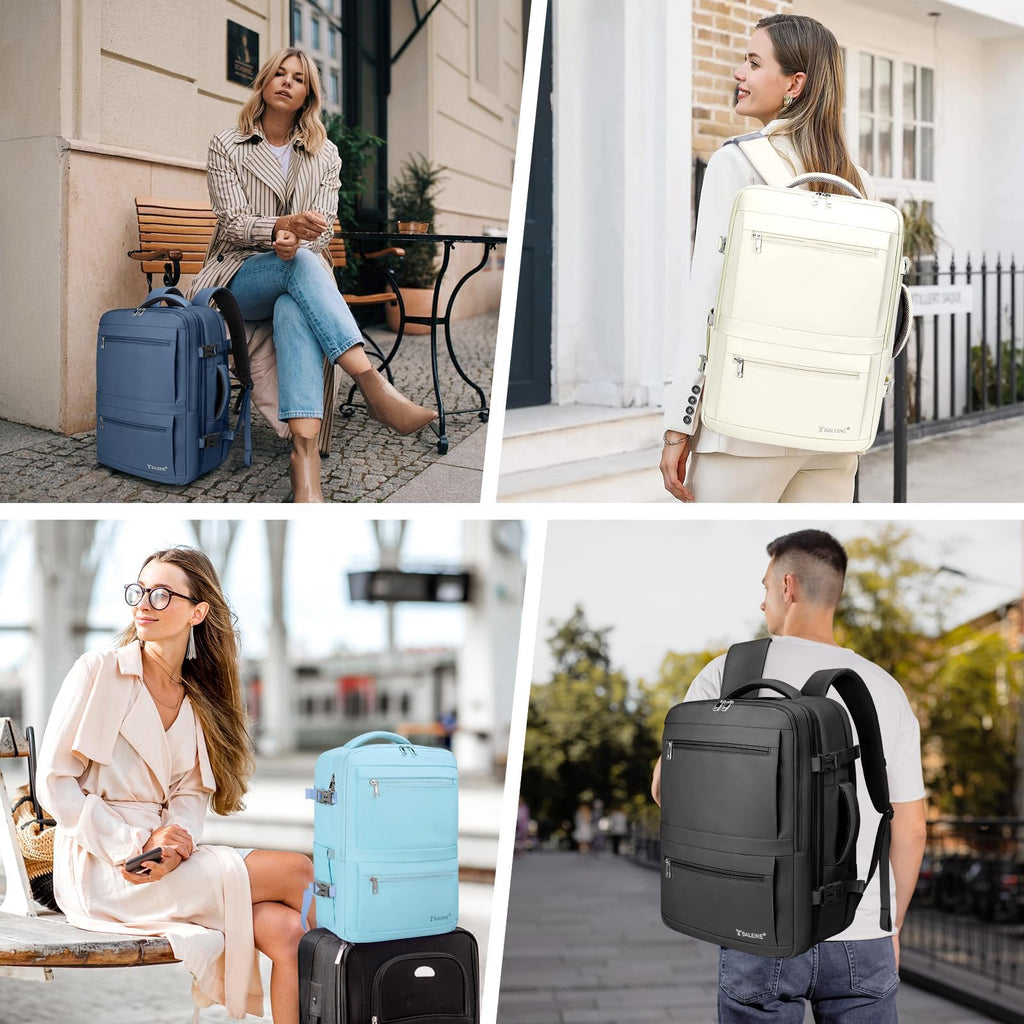 BALEINE Travel Backpack for Women Men, Large Sturdy Carry On Laptop Backpack Gifts for Business, Casual, Weekender, Hiking (Large, Light Blue)