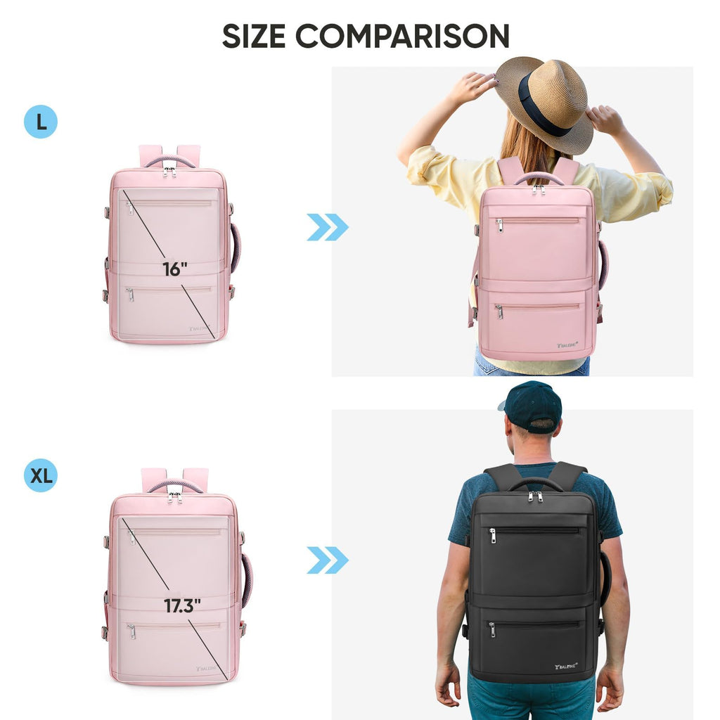 BALEINE Travel Backpack for Women Men, Large Sturdy Carry On Laptop Backpack Gifts for Business, Casual, Weekender, Hiking (Large, Pink)