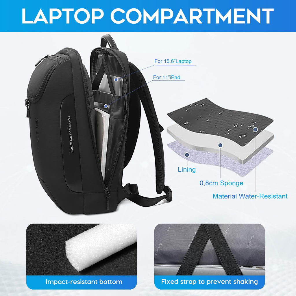 BANGE 15.6 Inch Laptop Backpack for Men and Women, Business Travel Backpack, Waterproof Lightweight Computer Bag for Office, Commuter & Outdoor Sports