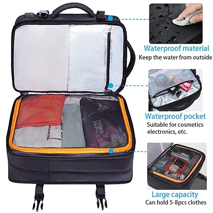 BANGE 35L Travel Backpacks,Weekender Expandable Carry - On Backpack for Airplanes, Waterproof 17.3 inch Laptop Backpack for Men and Women
