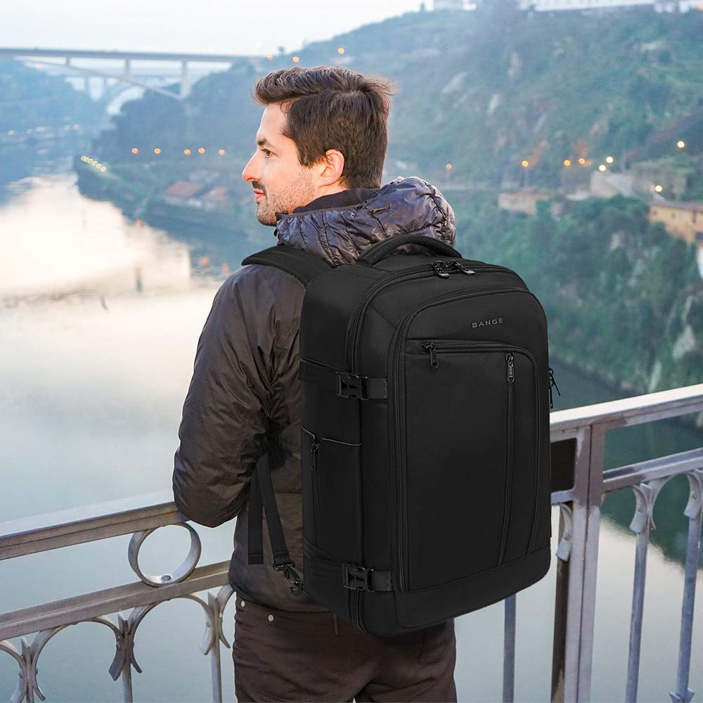 BANGE 40L Men's Travel Backpack,Carry on Airline Approved Backpacks, Business Laptop Daypack for 17.3Inch Notebook