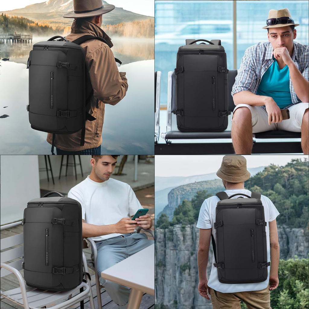 BANGE 40L Travel Backpack with Shoe Compartment, Large Capacity Weekender Bag Daypack Fits 17.3 Inch Laptop, Carry - on Luggage Backpack with Water Bottle Holder for Traveling, Hiking, Business