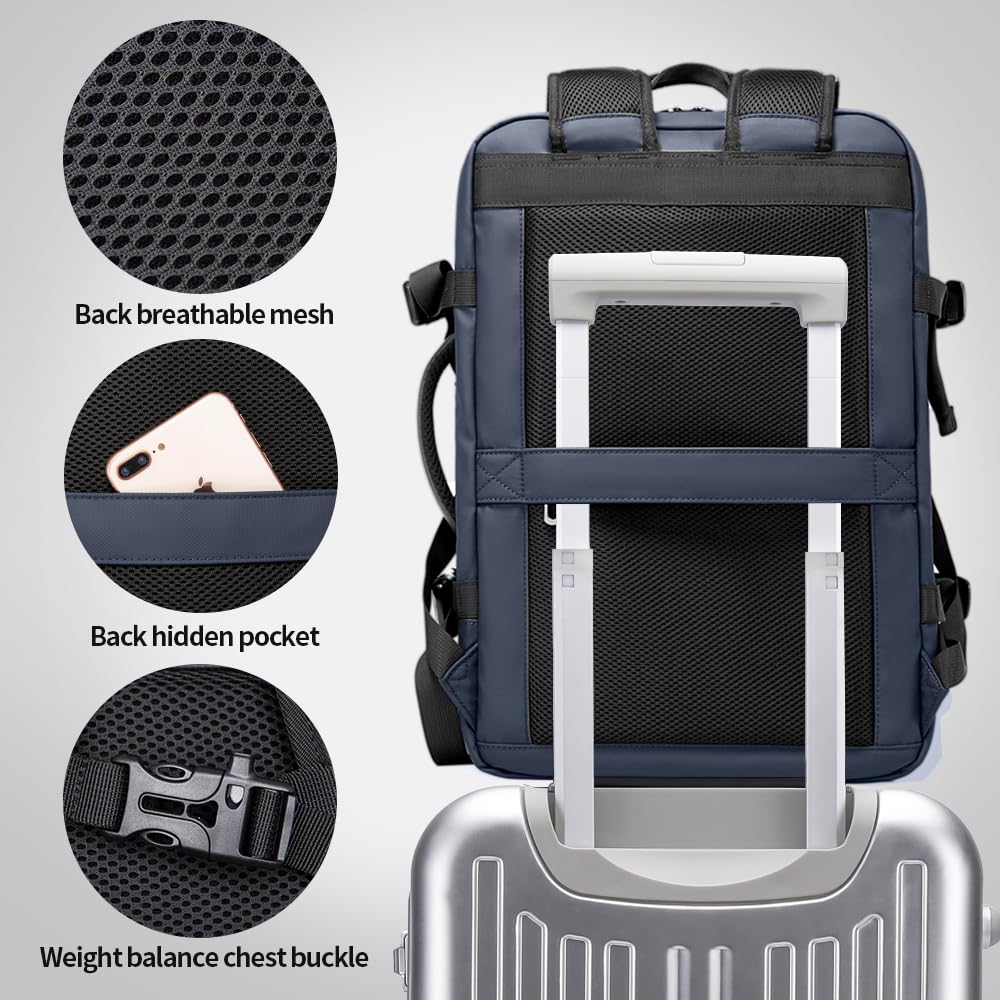 BANGE 45L Travel Backpack, Expandable Backpacks,Traveling Business Backpack For 17.3” Laptop,Airport Suitcase Backpack For Men