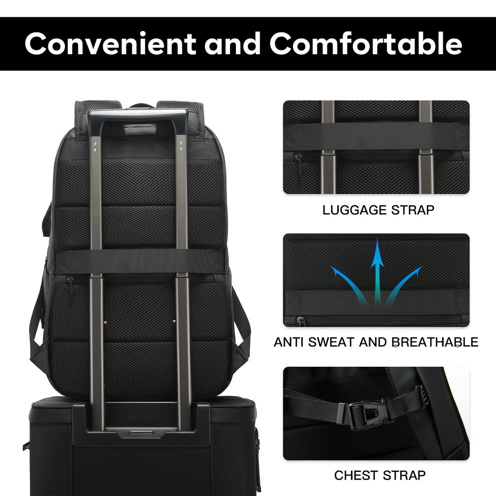 BANGE Business Smart Backpack for Men and Women，can holds 15.6 Inches Laptop Backpack, Waterproof Commute Work Travel Backpack, Flight Carry - On (black)