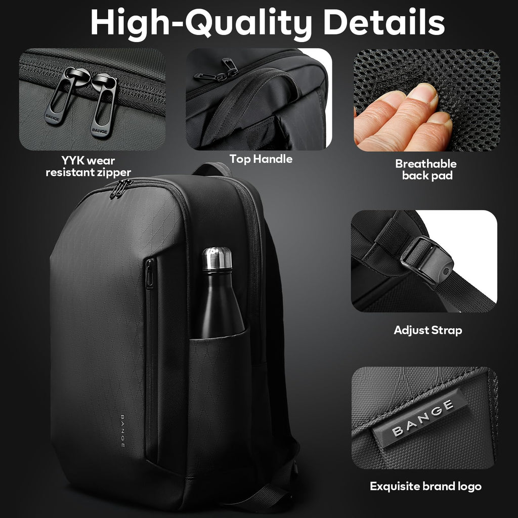 BANGE Business Smart Backpack for Men and Women，can holds 15.6 Inches Laptop Backpack, Waterproof Commute Work Travel Backpack, Flight Carry - On (black)
