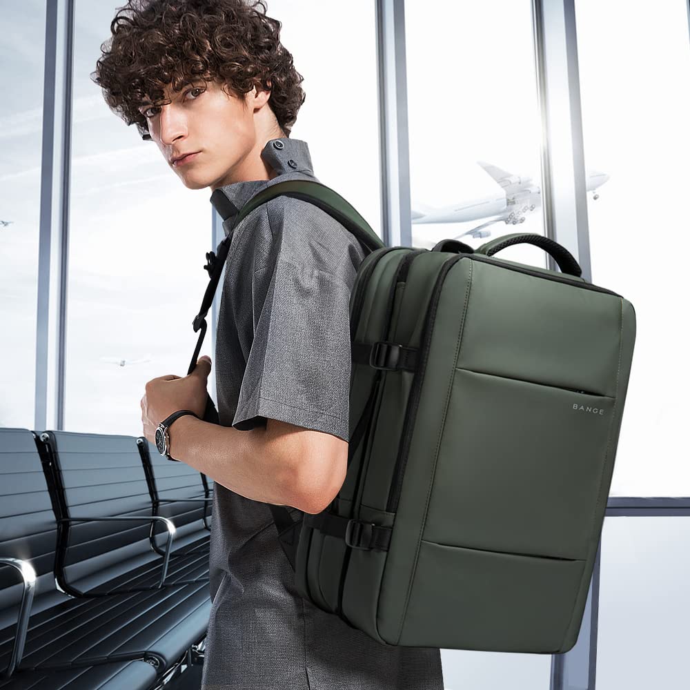BANGE Carry - on Backpack, 45L Expandable Travel Backpacks,Weekend Backpack Briefcase,Waterproof Laptop Backpack Fits For 17.3” Laptop
