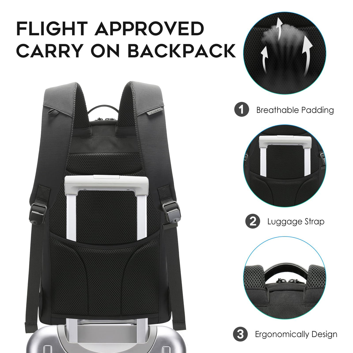BANGE Commute backpack can hold 15.6 inch laptop,Flight approved carry on backpack for men and woman