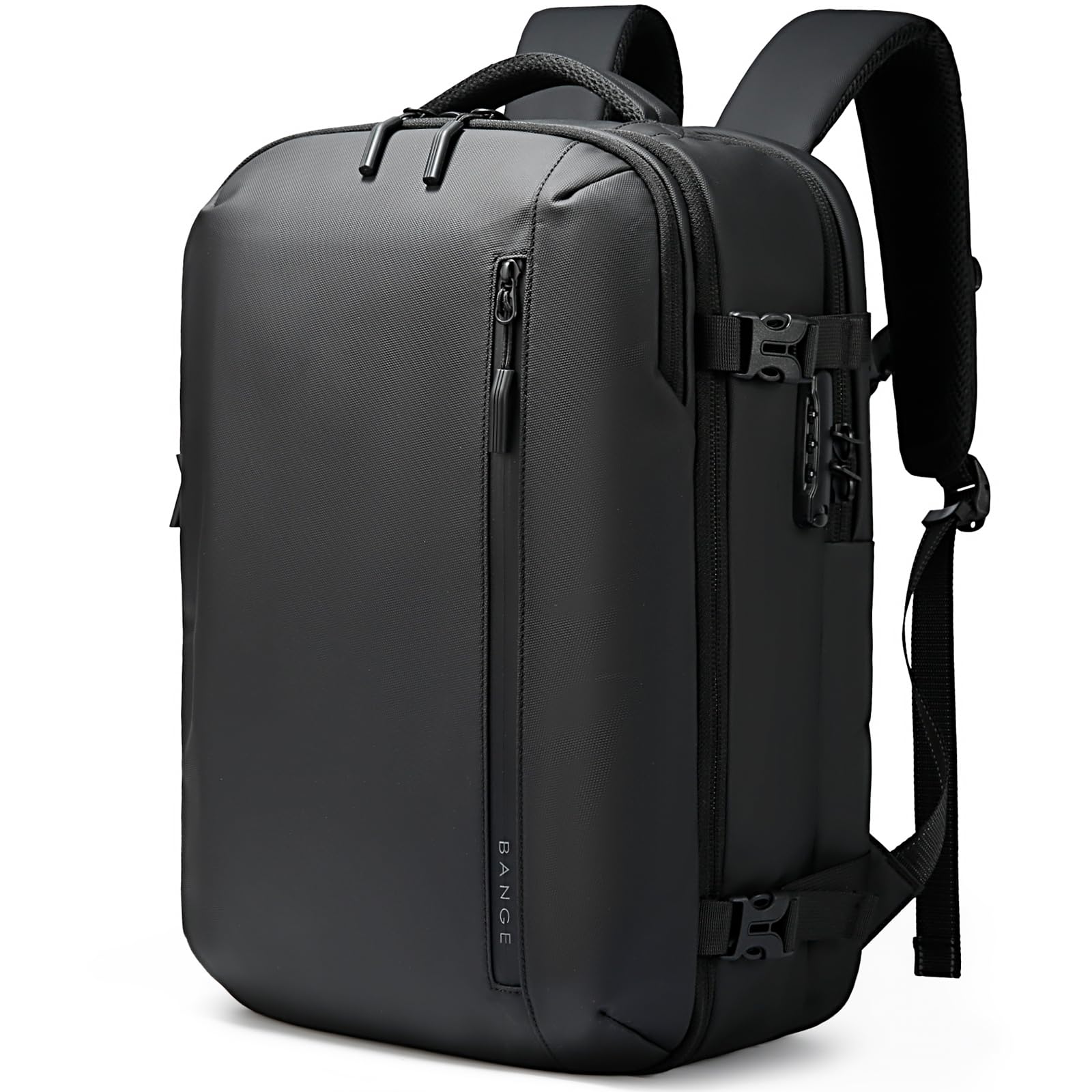 BANGE Travel Backpack with 15.6 Inch Laptop Compartment & TSA Lock for Men and Women, Water-Resistant Large Carry-On, Flight Approved,Black