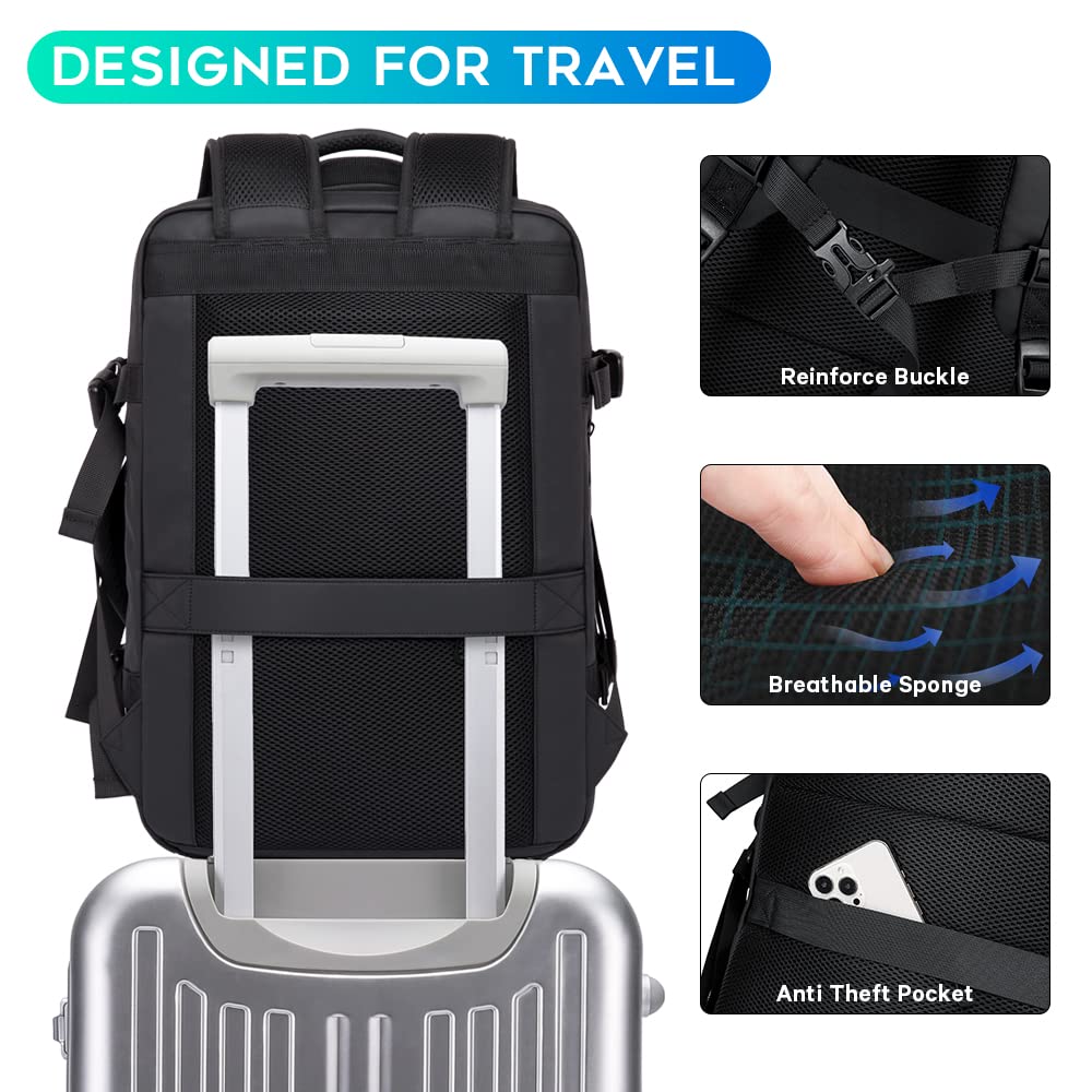 BANGE Travel Backpacks,Flight Approved Carry On Backpacks, 17 - inch Laptop Backpack for International Travel Bag,Weekender Luggage Backpack for Men