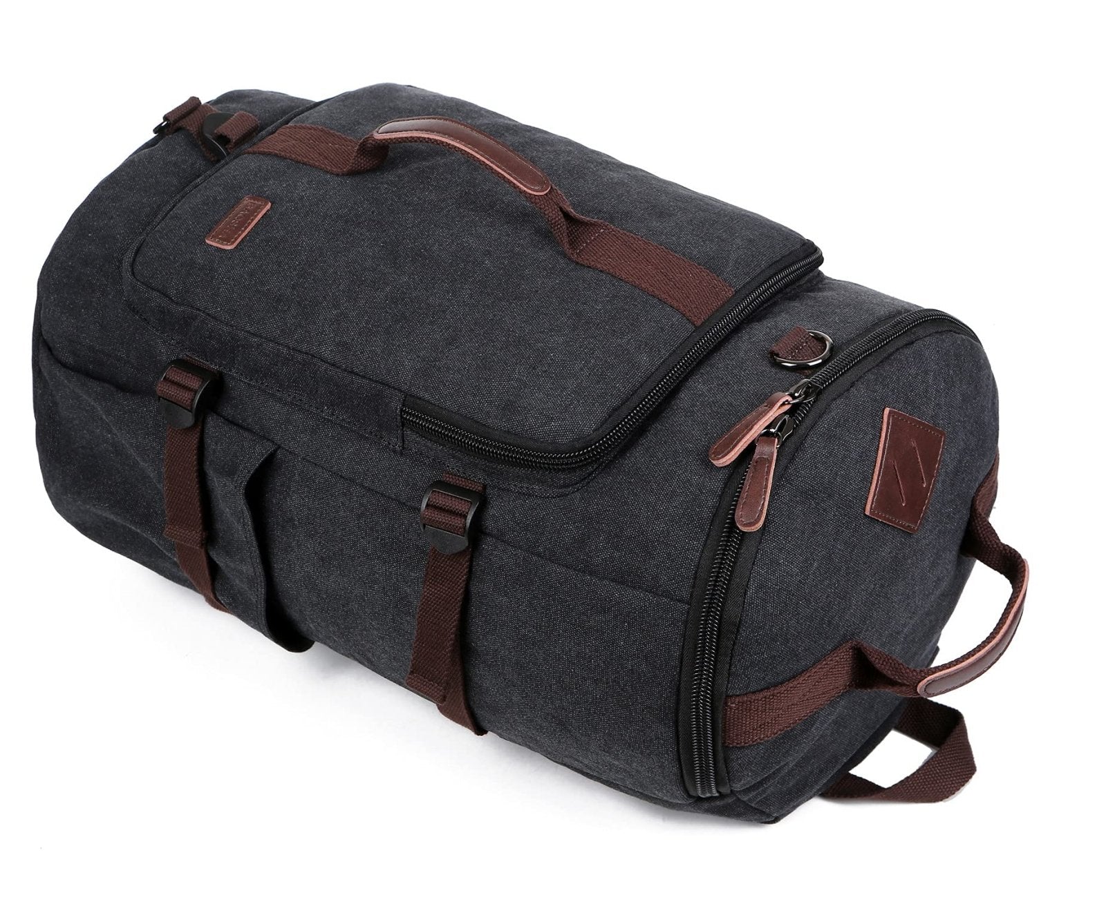 BAOSHA Canvas Weekender Travel Duffel Backpack Hybrid Hiking Rucksack Laptop Backpack for Outdoor Sports Gym HB - 26(Black)