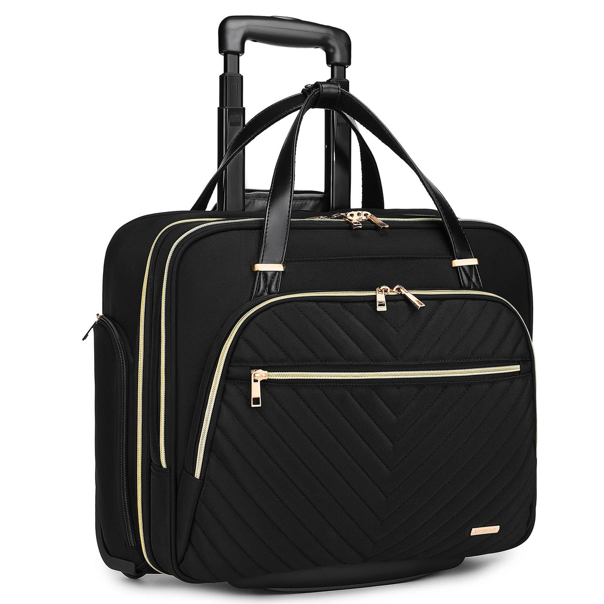 BAVERGE Rolling Laptop Bag for Women with Wheels, Rolling 15.6” Computer Briefcase Overnight Duffle bag for Women Carry on Travel Work Business
