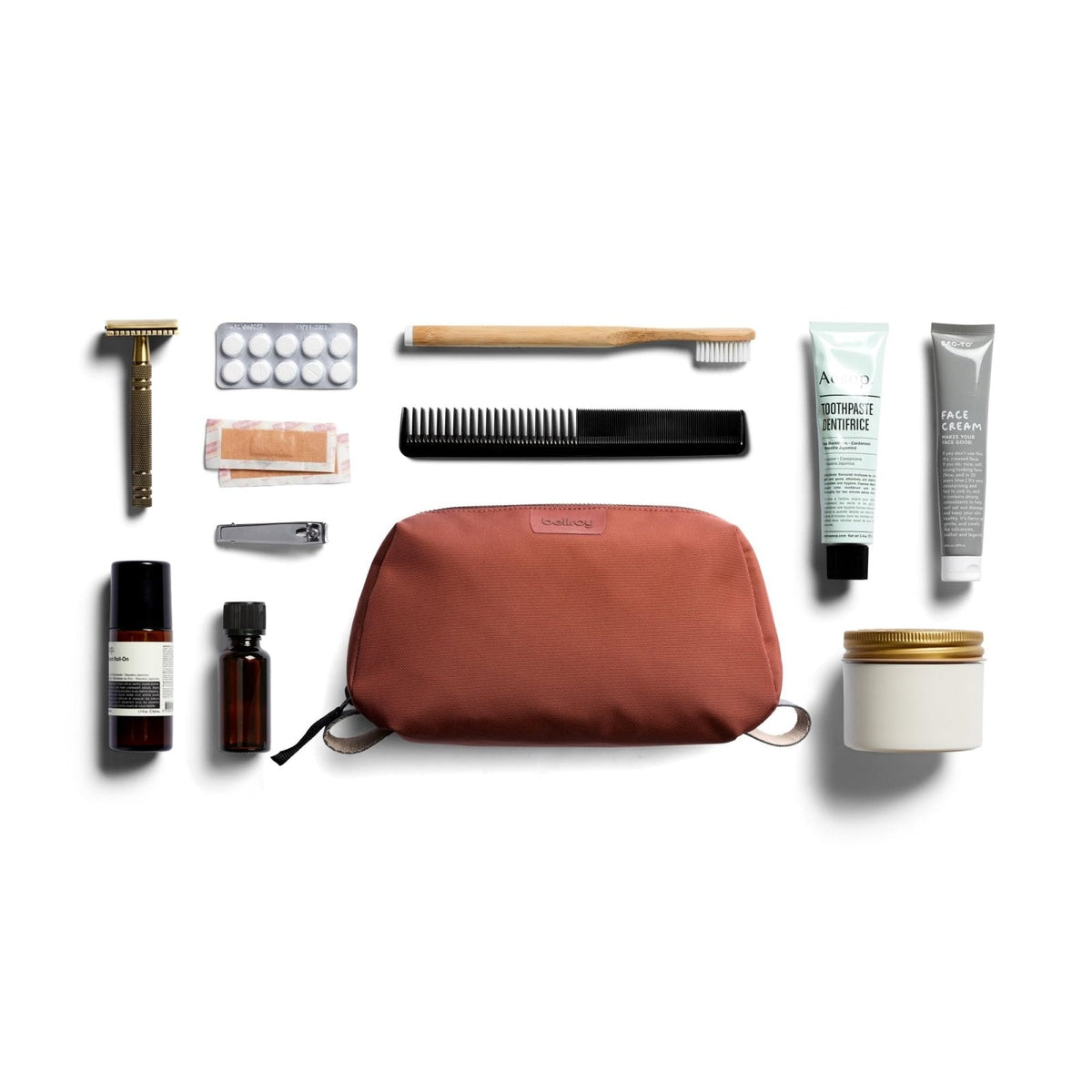 Bellroy Toiletry Kit, water - resistant woven toiletry travel bag (toiletries, cologne, shaving accessories, hairbrush, toothbrush) - Clay