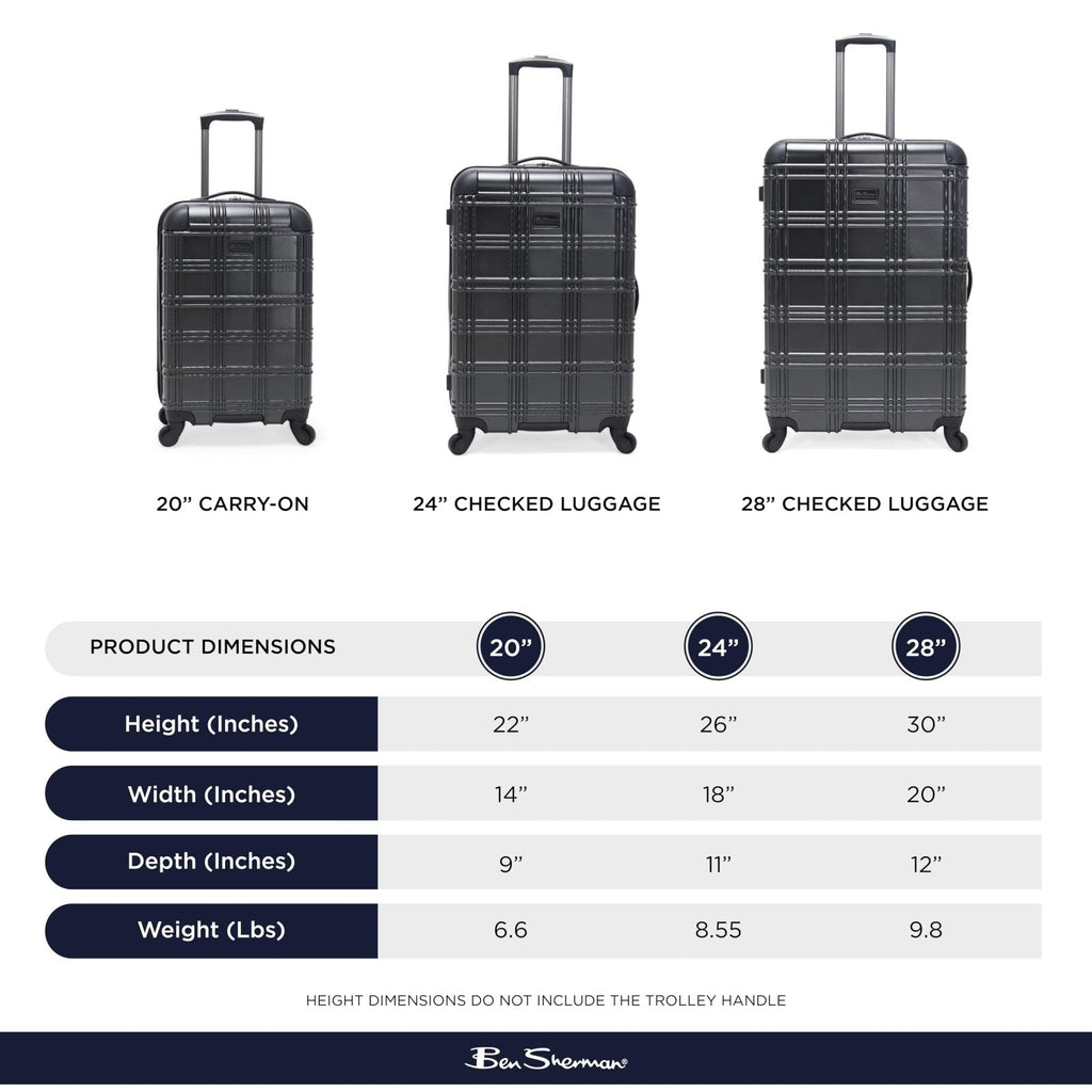 Ben Sherman Nottingham Lightweight Hardside 4 - Wheel Spinner Travel Luggage, Charcoal, 20 - Inch Carry On