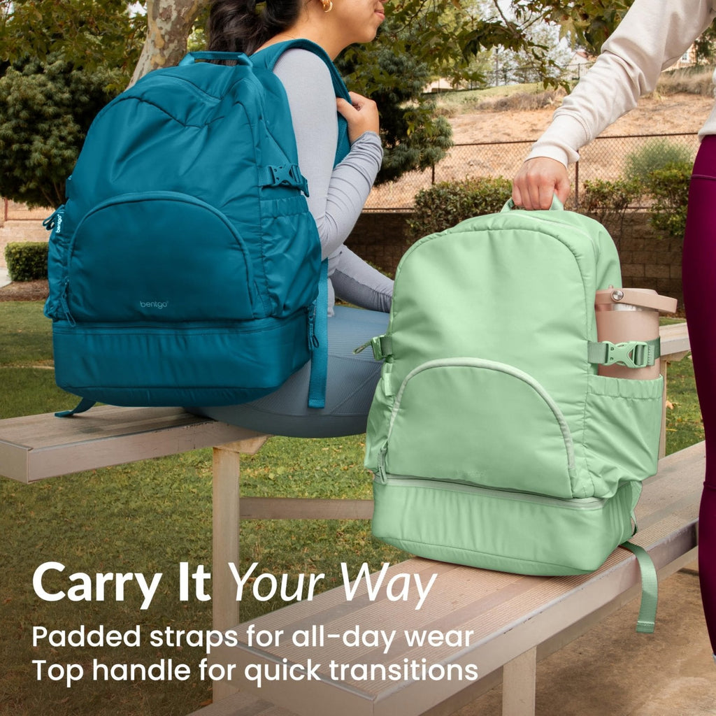 Bentgo 2 - in - 1 Adult Backpack & Insulated Lunch Bag – Lightweight, Water - Resistant Travel Backpack with 9 Compartments, Laptop Sleeve & Trolley Sleeve for Work & Everyday Use (Deep Teal)