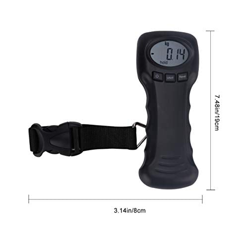 BESPORTBLE Digital Luggage Scale Portable with Backlit LCD Display Handheld Travel Weight Scale for Suitcases and Postal Use Compact Design with Nylon Strap Measures up to 110Lb/50Kg