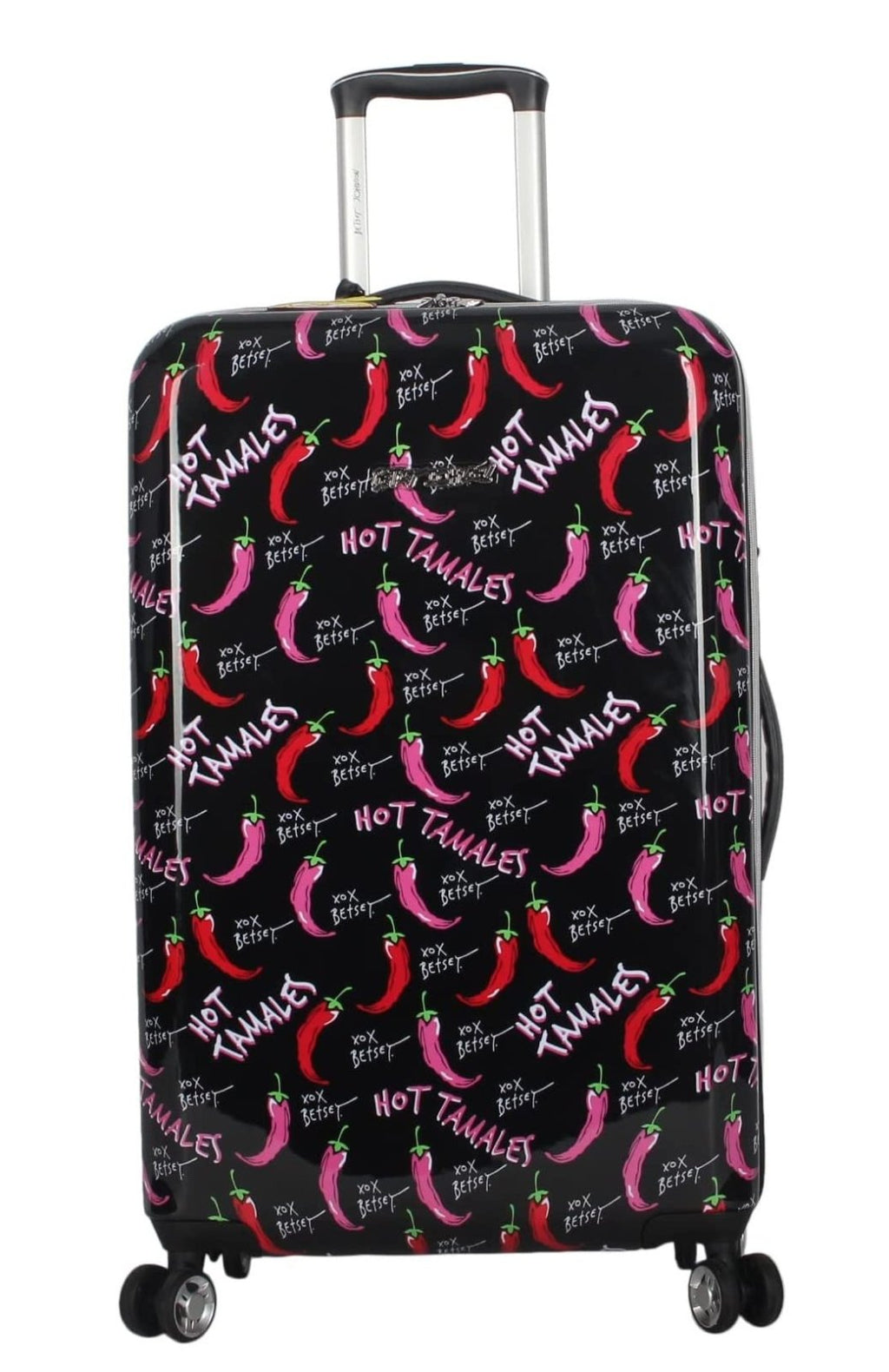 Betsey Johnson 26 Inch Checked Luggage Collection - Expandable Scratch Resistant (ABS + PC) Hardside Suitcase - Designer Lightweight Bag with 8-Rolling Spinner Wheels (TAMALE, 26in)