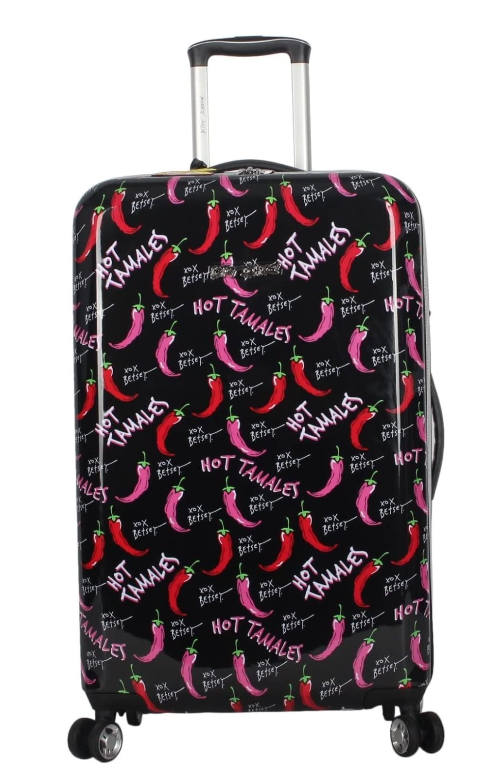 Betsey Johnson 26 Inch Checked Luggage Collection - Expandable Scratch Resistant (ABS + PC) Hardside Suitcase - Designer Lightweight Bag with 8-Rolling Spinner Wheels (TAMALE, 26in)