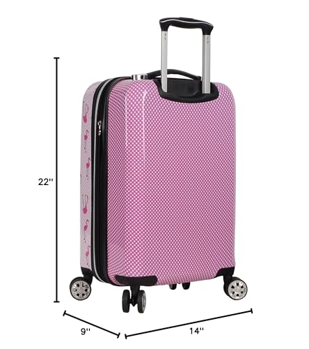 Betsey Johnson Designer 20 Inch Carry On - Expandable (ABS + PC) Hardside Luggage - Lightweight Durable Suitcase With 8 - Rolling Spinner Wheels for Women (20in, Flamingo Strut)