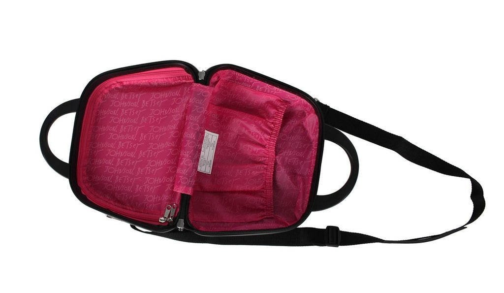 Betsey Johnson Hardside Cosmetic Case - Lightweight Small Size Hardshell Travel Hand Makeup Bag - Adjustable Shoulder Strap - Bag for Women - Multi - Functional Case (Flamingo Strut)