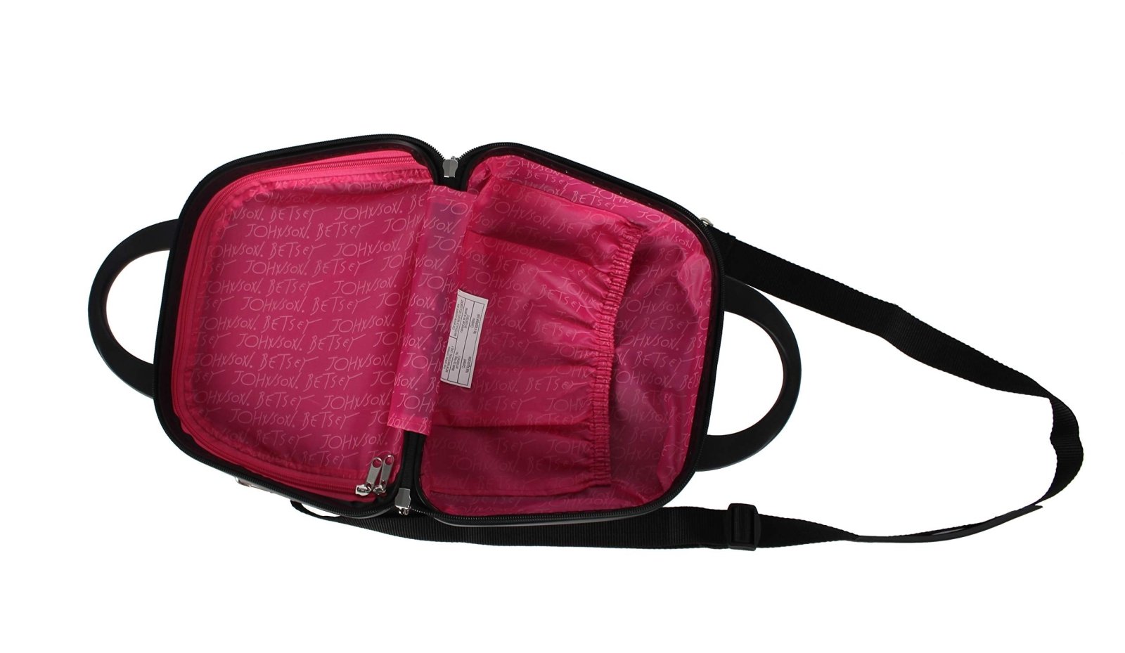 Betsey Johnson Hardside Cosmetic Case - Lightweight Small Size Hardshell Travel Hand Makeup Bag - Adjustable Shoulder Strap - Bag for Women - Multi - Functional Case (Flamingo Strut)