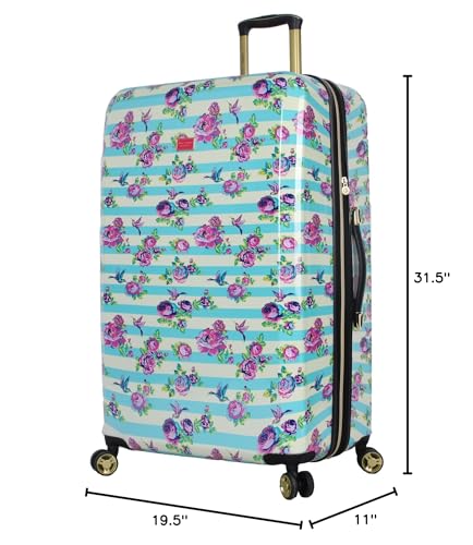 Betsey Johnson S. F. Hummingbird 30" Expandable Hardside Checked Spinner Luggage