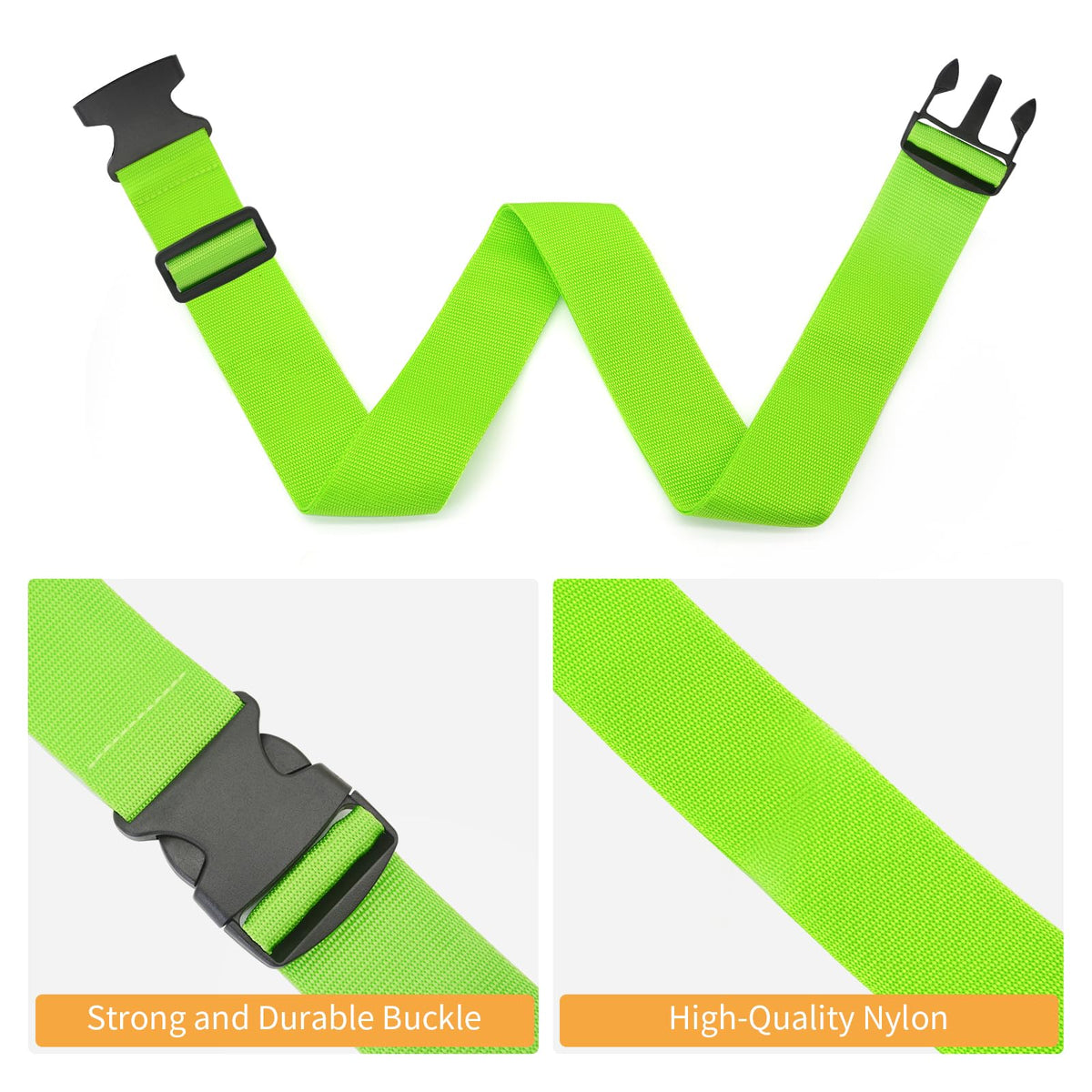 BILIONE 4 Pack Luggage Straps 79" Long Belts Keep Suitcase Secure While Traveling, TSA Approved Add a Bag Premium Accessory for Travel Bag Closure (Blue+Orange+Rose Pink+Green)