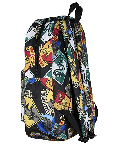 Bioworld Harry Potter Backpack Hogwarts Houses Crest All Over Print Laptop Travel Backpack 17"