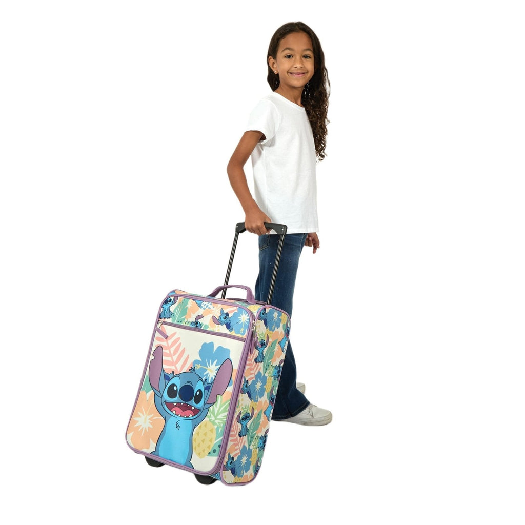 Bioworld Lilo & Stitch Tropical Fruit & Flowers 18" Youth Pilot Case Carry On Luggage Suitcase