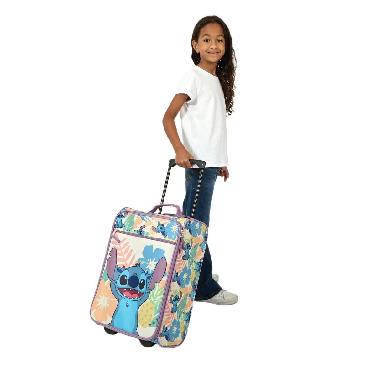 Bioworld Lilo & Stitch Tropical Fruit & Flowers 18" Youth Pilot Case Carry On Luggage Suitcase