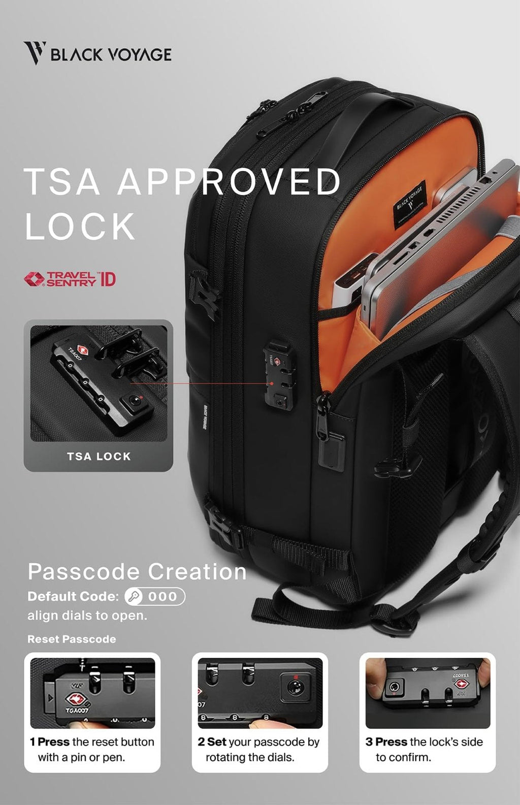 BlackVoyage Vortex Vacuum Seal Travel Backpack 60L Expandable Air Compression System Water Resistant TSA Lock Carry - On Suitcase Luggage Black Zephyr - Vacuum Pump Included