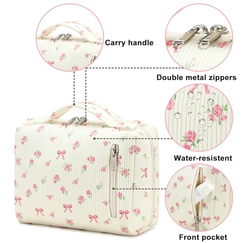 Bluboon Makeup Bag Zipper Pouch Travel Portable Cosmetic Bag Organizer for Women and Girls
