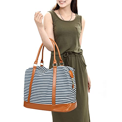 Bluboon Travel Tote Bags with Zipper Ladies Canvas Bag Weekender Overnight Bag for Women Carry on Duffel Bag Trolley Sleeve