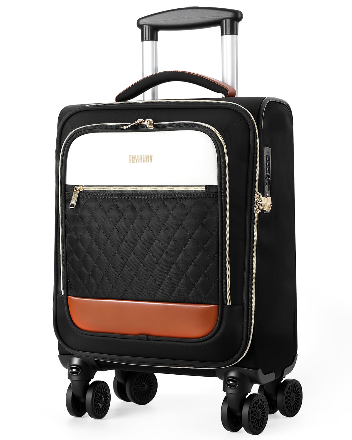 BMaoBBo Underseat Carry On Luggage Airline Approved – 16-inch Softside Spinner Suitcase with 360° Wheels, Lightweight Overnight Weekender Bag for Women & Men, Business & Weekend Travel