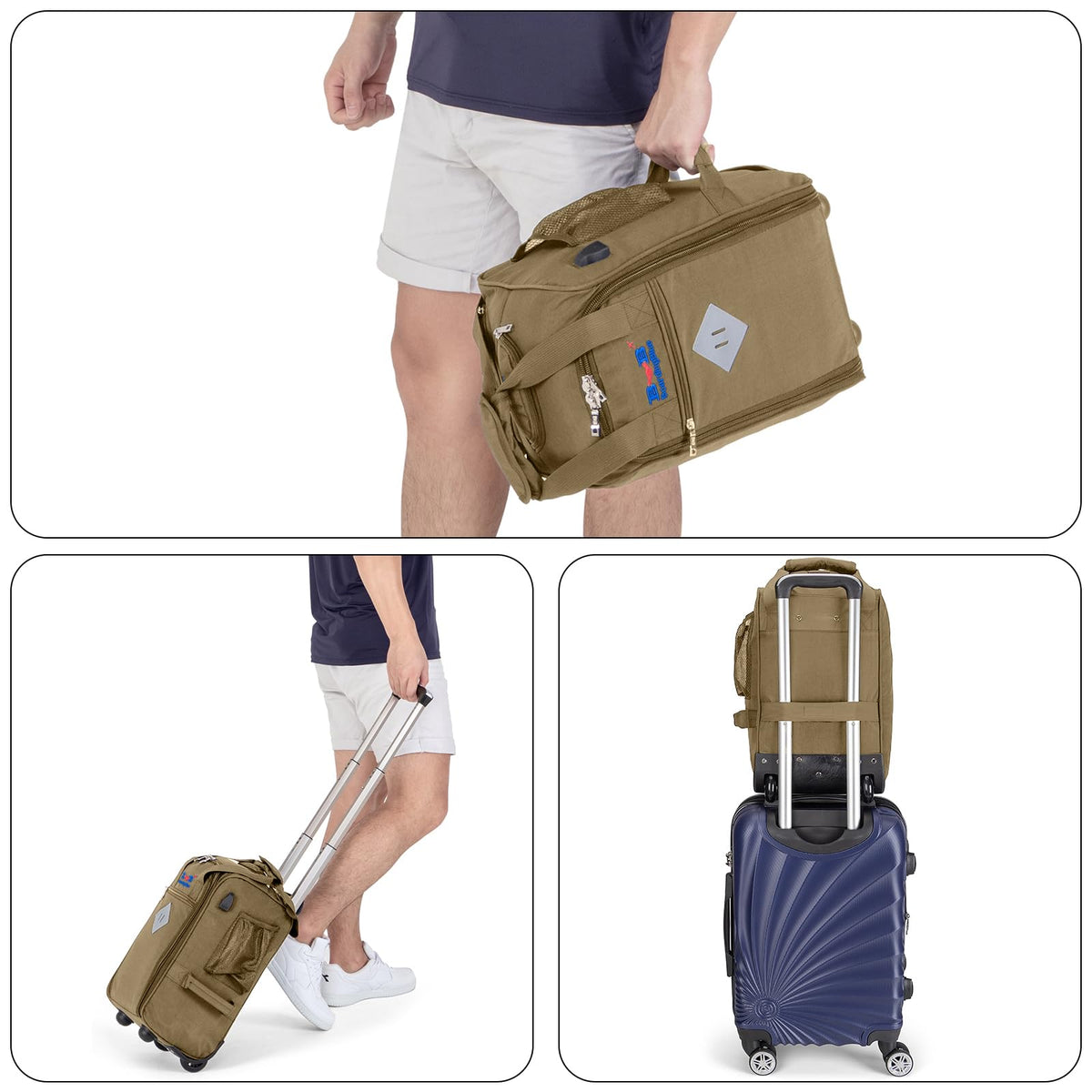 Boardingblue 17x10x9 Inches United Airlines Rolling Personal Item Under Seat Duffle Bag Luggage Suitable For Major Airlines Including Spirit, and Frontier Airline