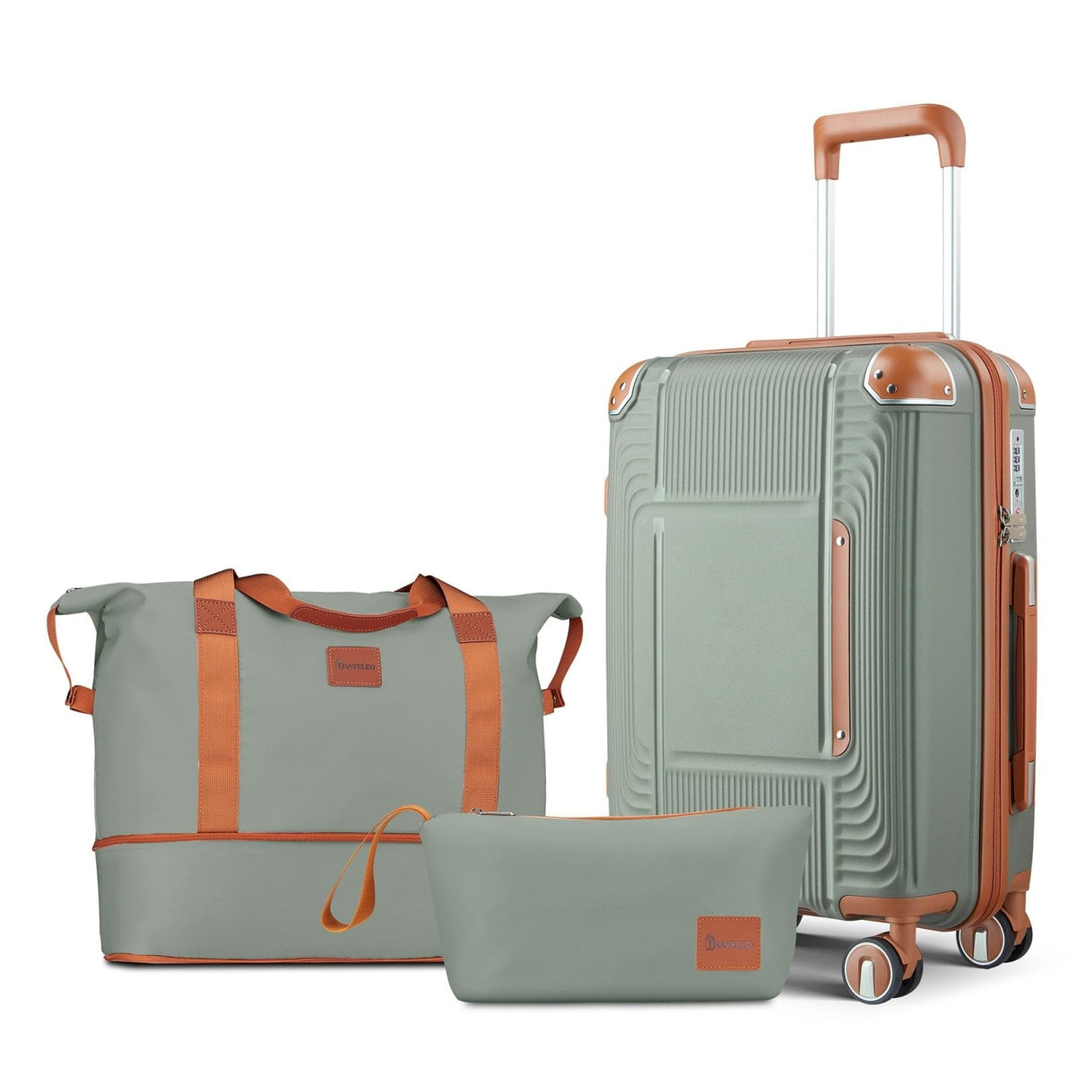 BOLATU 3 Piece Carry On Luggage Set with Expandable Duffel & Toiletry Bag, 20 Inch Hardshell Suitcase with YKK Zippers & Reinforced Corner Guards, Lightweight Spinner Wheels with TSA Lock (Sage Green)