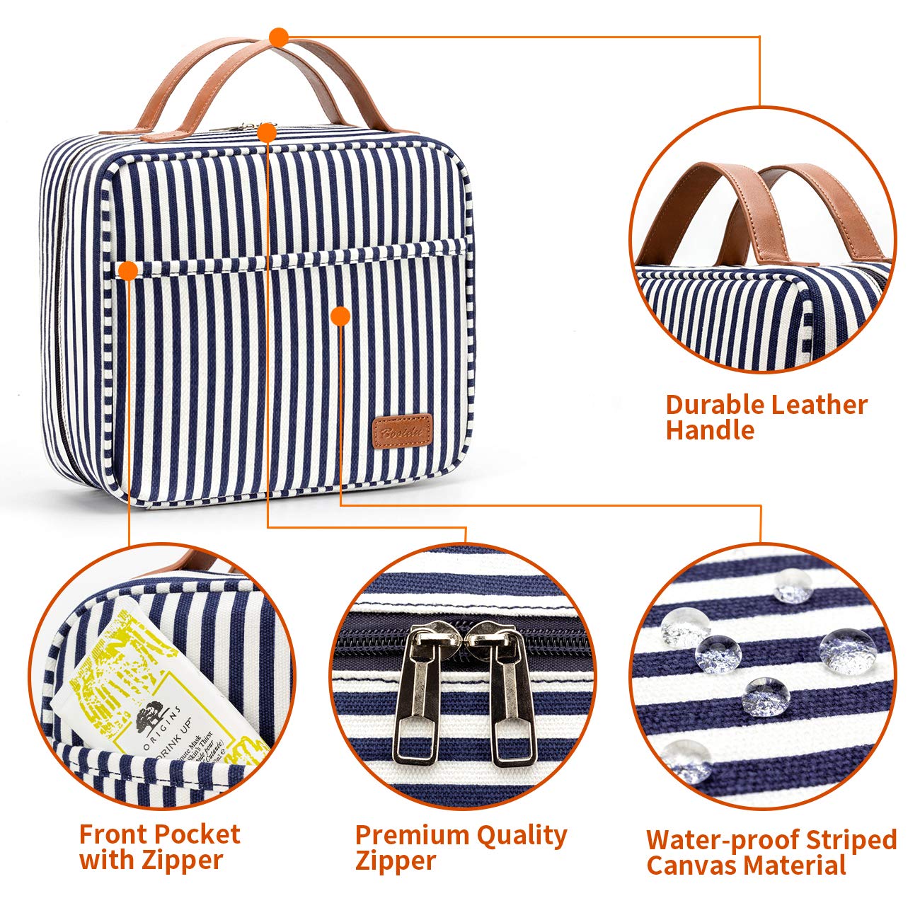 Bosidu Hanging Travel Toiletry Bag, Large Capacity Cosmetic Travel Toiletry Organizer for Women with 4 Compartments & 1 Sturdy Hook, Perfect for Daily Use/Valentines' Day
