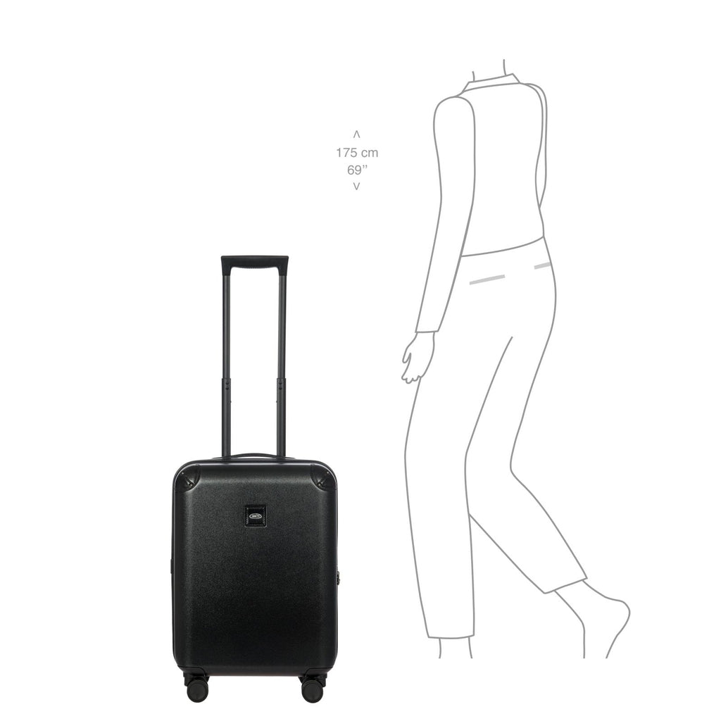 Bric's Amalfi Lightweight Hard Shell Suitcase – Expandable Carry - On with Water - Repellent Zip, Smooth 360° Wheels & TSA Lock - 21 Inch, Black