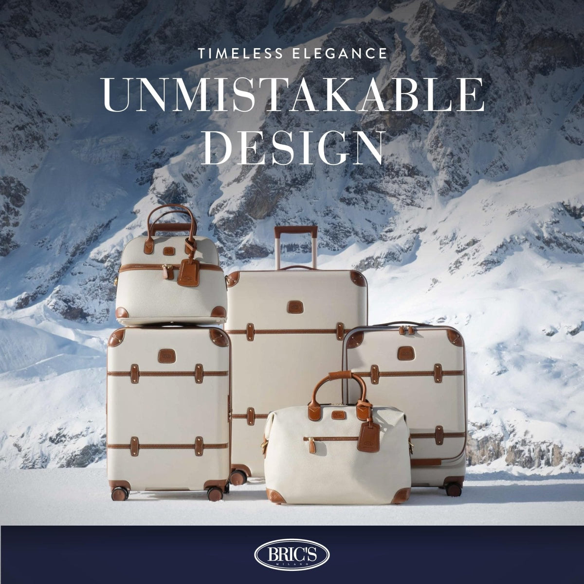 Bric's Bellagio 3.0 Spinner Trunk - Luxury Hardshell Carry On Luggage with Large Wheels,Telescopic Handle, Leather Detailing - Expandable Rolling Suitcase - 21", Cream