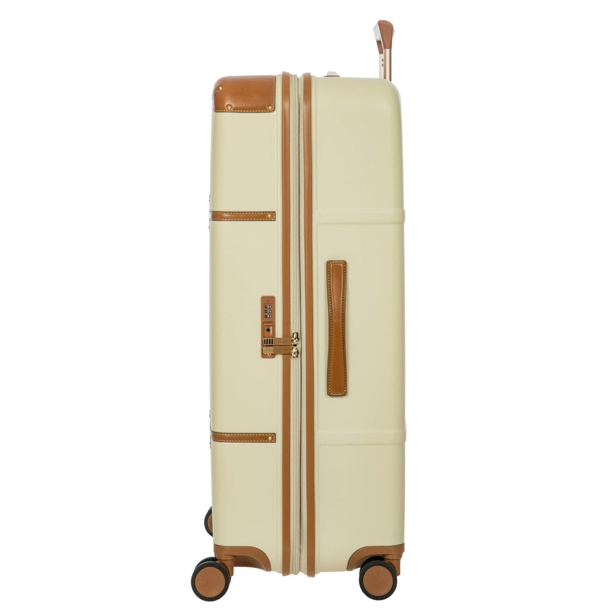 Bric's Bellagio 3.0 Spinner Trunk - Luxury Hardshell Check In Luggage with Large Wheels, Telescopic Handle, Leather Detailing - Expandable Rolling Suitcase - 32", Cream