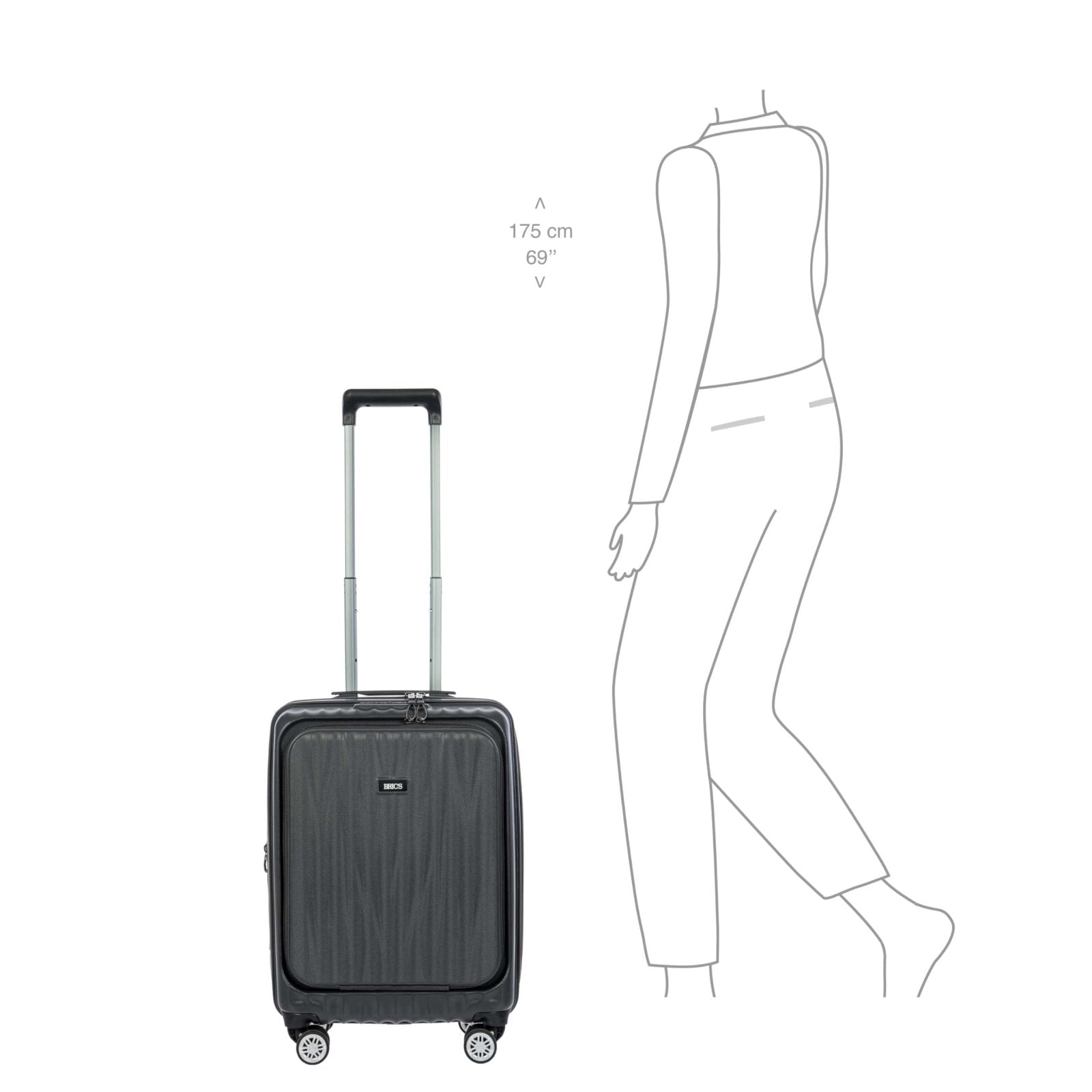 Bric's Cervia 21" Hardside Carry - On with Front Pocket, Expandable Luggage, 360° Spinner Wheels, Lightweight, TSA - Approved Locks, Durable, Dark Grey