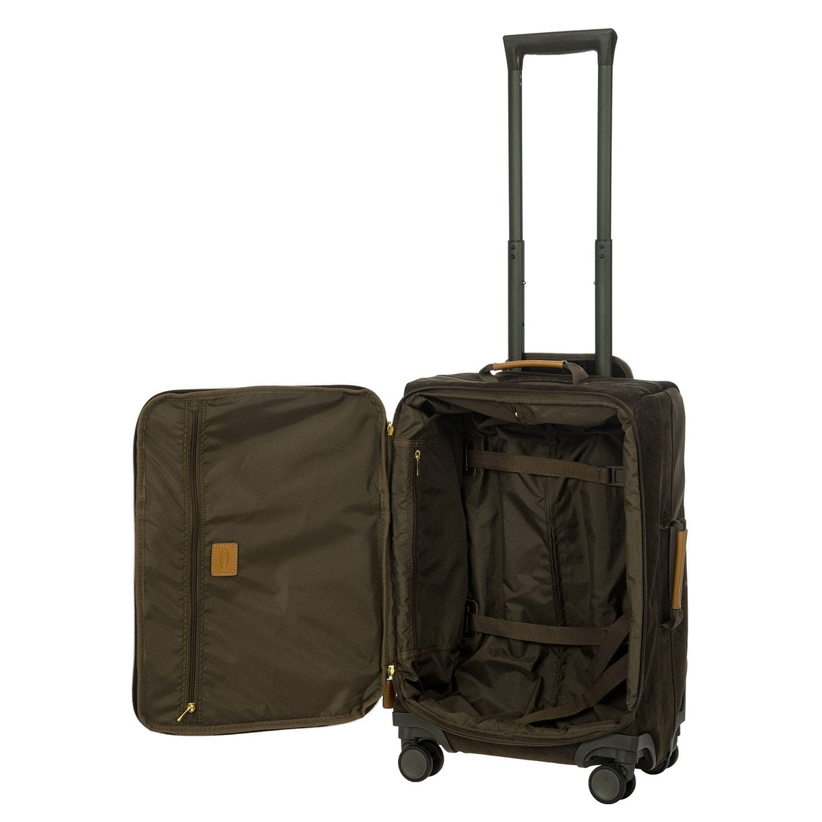 Bric's Life Tropea Carry On Spinner Luggage - Luxury Lightweight Suitcase with Spinner Wheels and Faux Suede Finish - 21", Olive