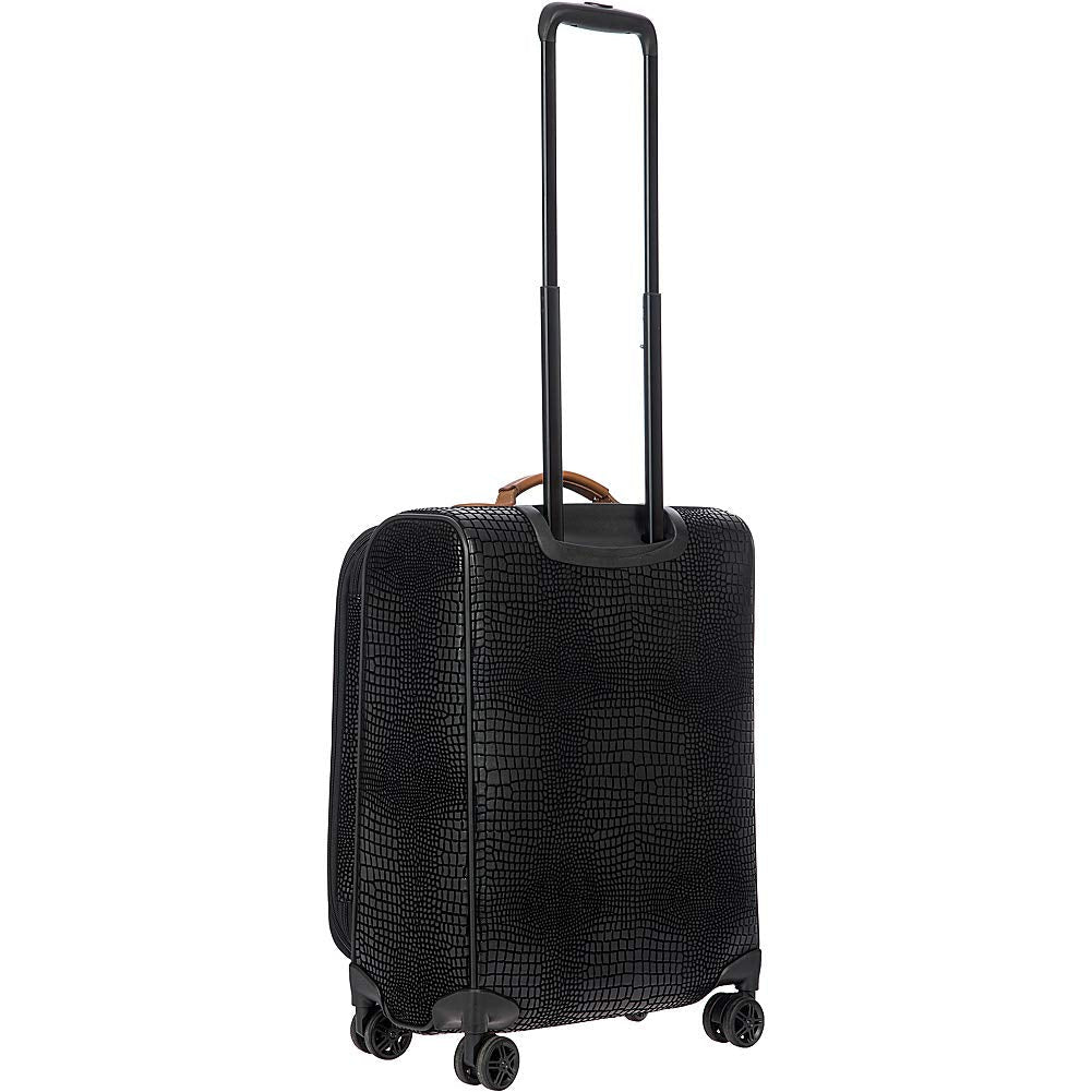 Bric's My Safari Spinner Suitcase, Lightweight Expandable Leather Shell Luggage with Smooth 360° Wheels and TSA Lock - 21 Inch, Black