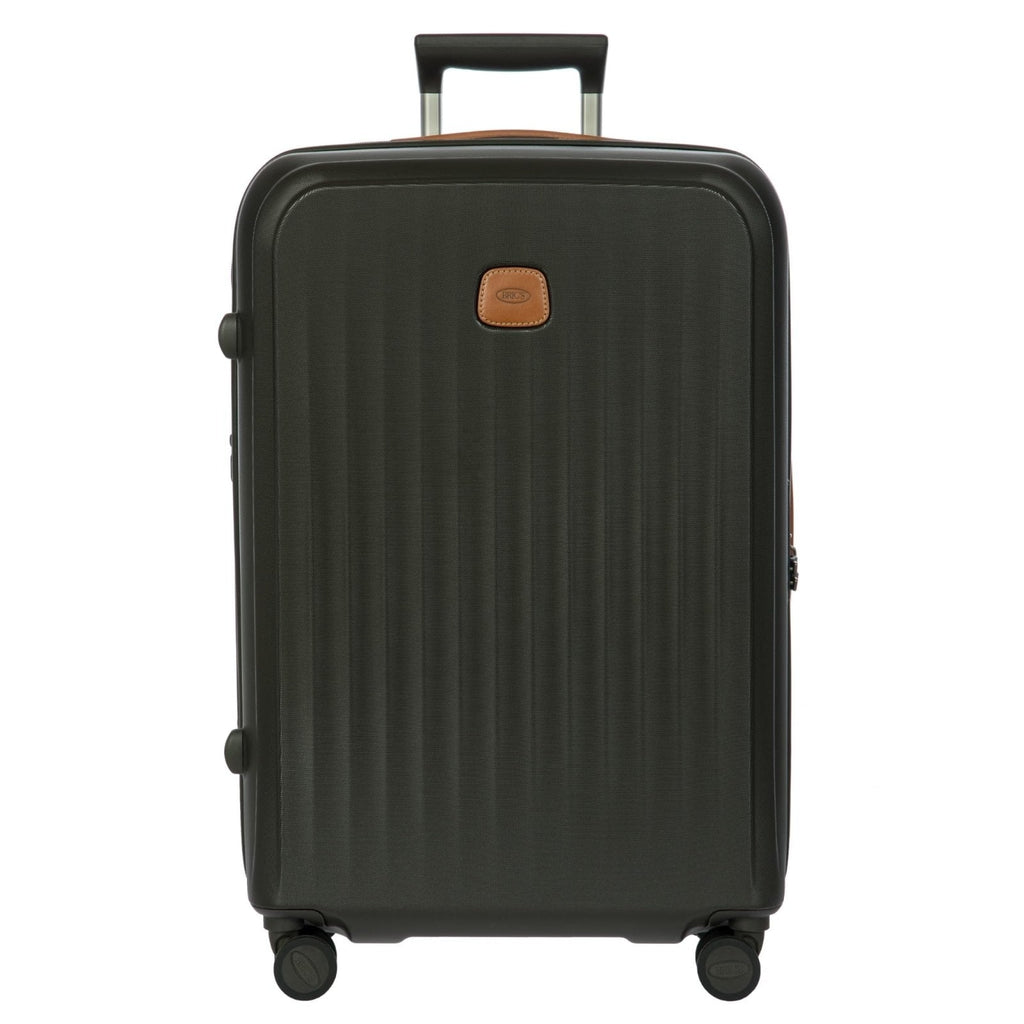 Bric's Taormina Ultra-Light Checked Luggage – Expandable Hard Shell Suitcase with TSA Lock, Anti-Tamper Zippers & 360 Spinner Mobility Wheels - 27 Inch, Olive